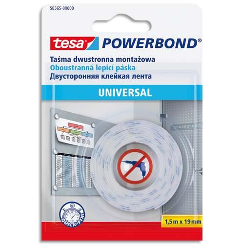 ADHÉSIF DE FIXATION DOUBLE-FACE UNIVERSEL 19 MM X 1,5 M - LOT DE 3