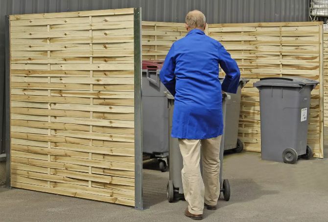 B812c4 - Cache-conteneur en panneau bois tressé - Neatfx - 1m80 x 3m60 - Bois traité autoclave_0