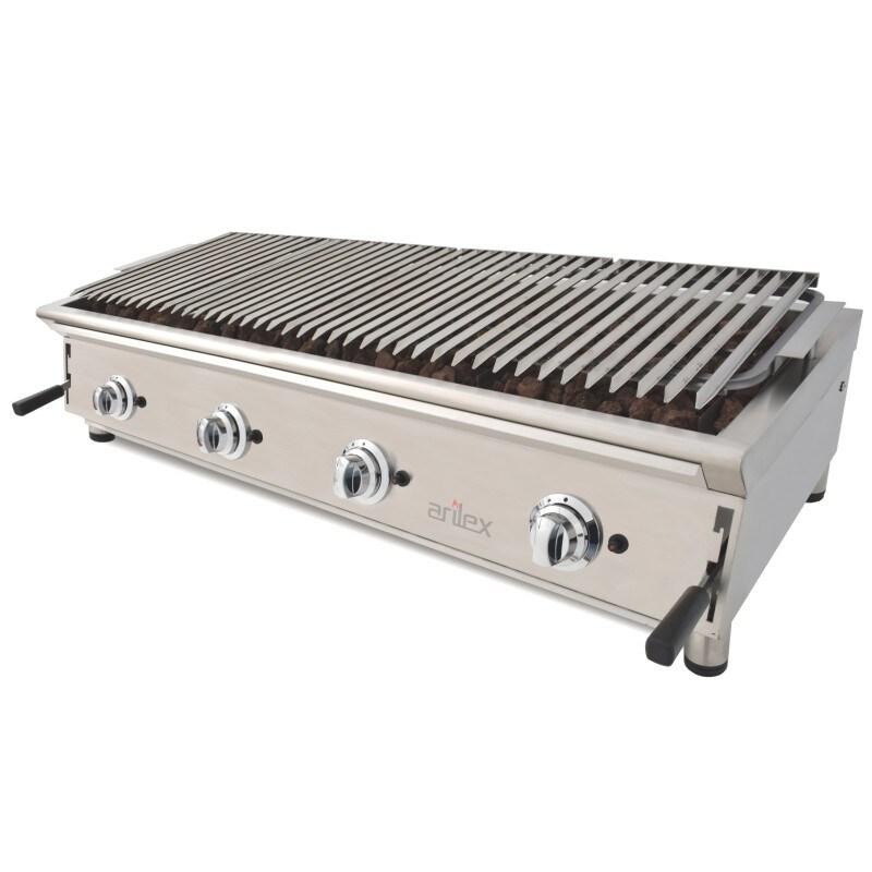 Barbecue à gaz en pierre volcanique de 130 cm avec grille en acier inoxydable réglable en 3 hauteurs 130BAR by Arilex. Arilex - G130BAR_0