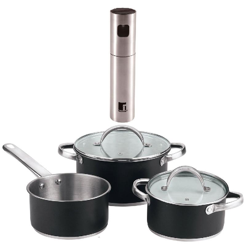 BERGNER - Batterie de Cuisine 5 pièces 16/18/20cm Compatible Induction avec Vaporisateur d’Huile/Vinaigre Ø4x17,5cm en Acier Inoxydable - multi-ma_0