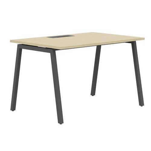 BUREAU DROIT 140 CM PIEDS A CHÊNE/ANTHRACITE MANUTAN