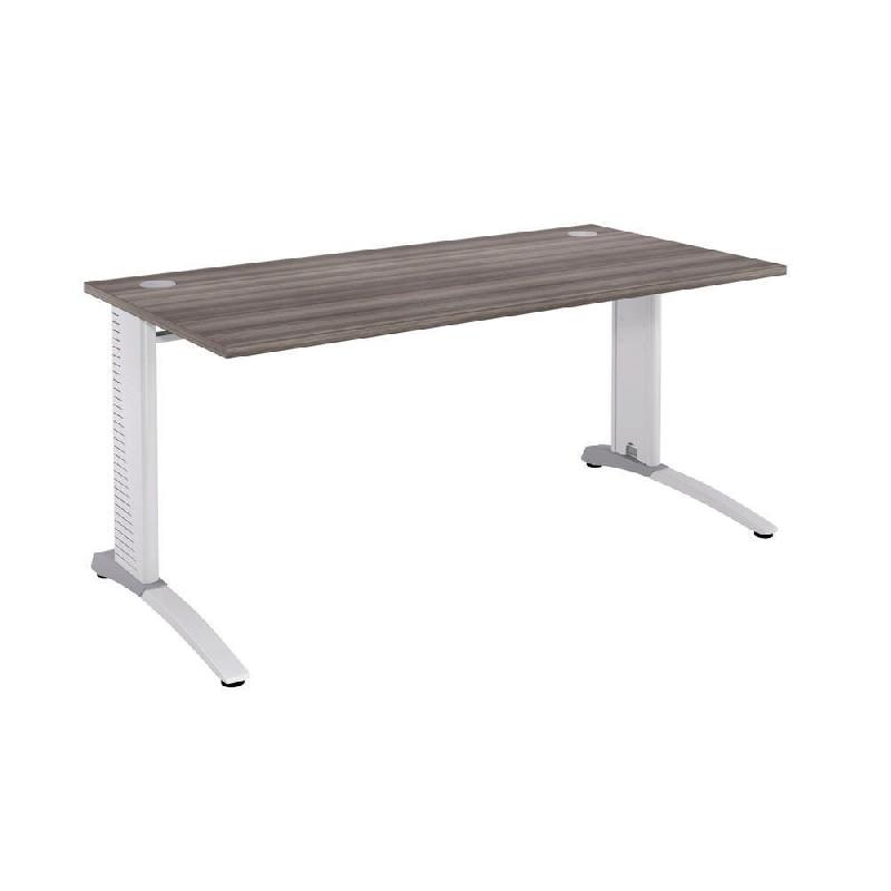 BUREAU DROIT BIOSPACE 2 - L. 120 X P. 80 CM - PLATEAU CEDRE - PIEDS L BLANCS  - EMBASE ALUMINIUM