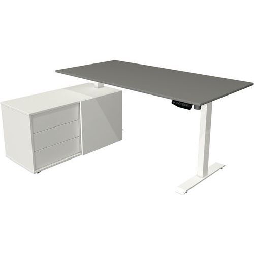 BUREAU RÉGLABLE EN HAUTEUR RANGEMENT MOVE 1 - BLANC - GRIS - KERKMANN