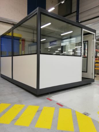 Bureau modulaire sur socle palettisable - Structure acier - Isolation laine de roche - Cloisons vitrées ou pleines - Options personnalisables_0