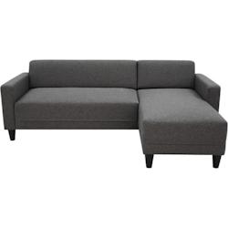 Canapé d'angle fixe réversible 4 places BOB - Tissu gris anthracite - L 197 x P 117 x H 65 cm - AUCUNE_0