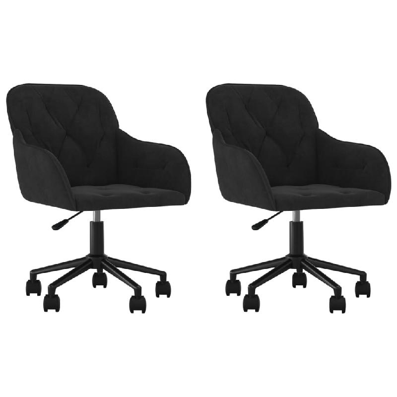 Chaises pivotantes à manger lot de 2 Noir Velours Modèle Nova Pro - 3103427_0
