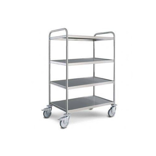 CHARIOT DE SERVICE EN INOX HUPFER - 4 PLATEAUX 800 X 500 MM