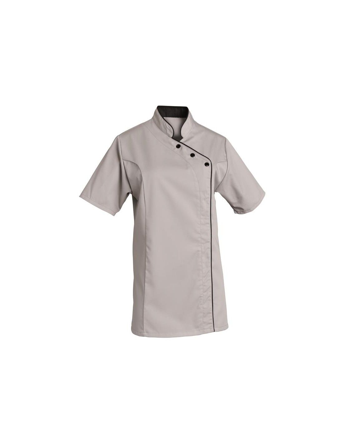 Christel50 - Veste de cuisine SNV - manches courtes - sans poche - pressions cachées - poly/coton uni 195 grs_0