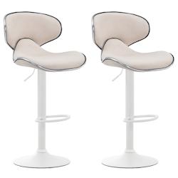CLP Lot de 2 tabourets de bar Las Vegas V2 en tissu Crème/Blanc - beige textile 316057_0