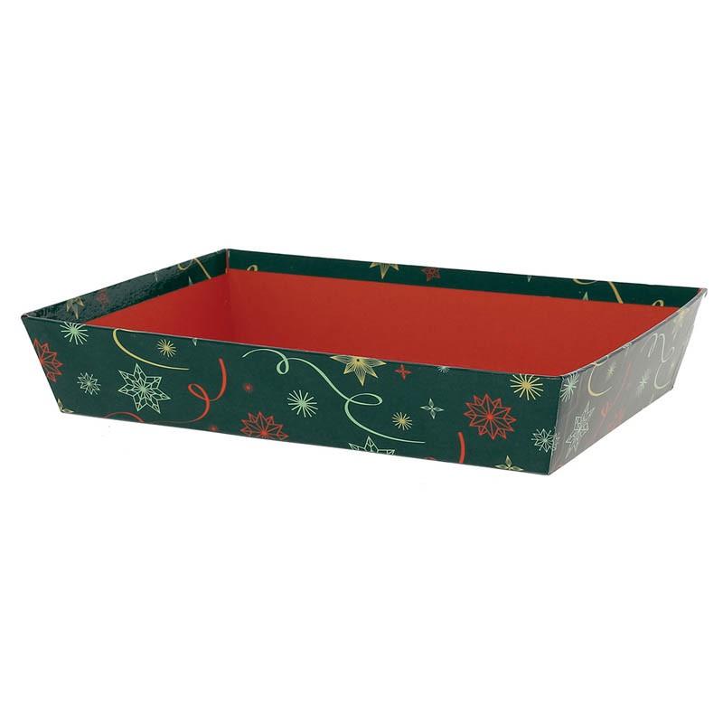 Corbeille carton rectangle Noel Vert 26x20 -_0