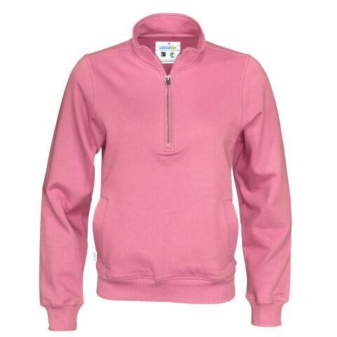 COTTOVER SWEATSHIRT COL ZIPPÉ UNISEX - CERTIFIÉ GOTS ROSE - TAILLE XXXXL