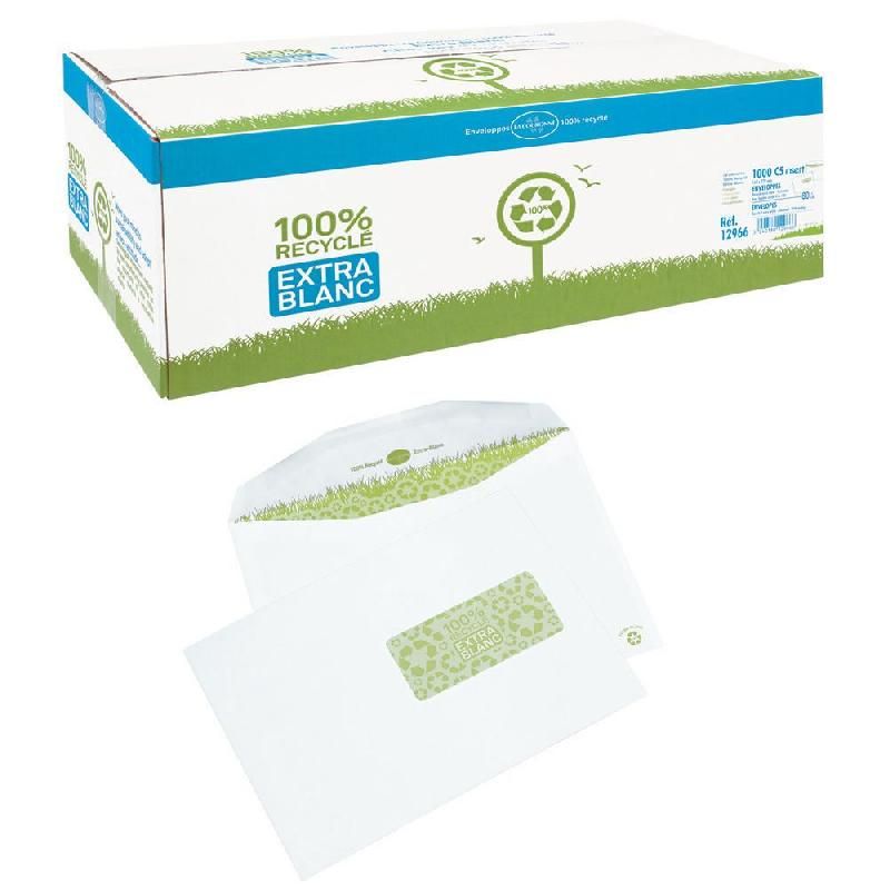 COURONNE BOÎTES DE 1000 ENVELOPPES POUR MISE SOUS PLI AUTOMATIQUE AVEC FENÊTRE - PAPIER VÉLIN - 162 X 229 MM (80 G/M²) - COULEUR BLANC