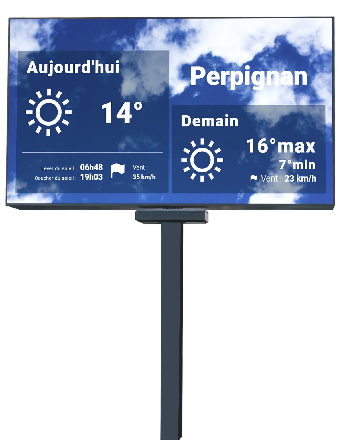 Écran LED pleines couleurs sur pied - extérieur - formats 4m² à 8m² - Pitch P4.4, P6.67, P10_0