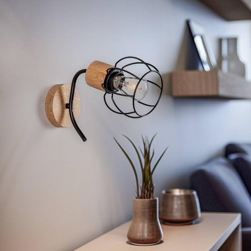 ENVOSTAR YLVA APPLIQUE CHÊNE/NOIR À 1 LAMPE
