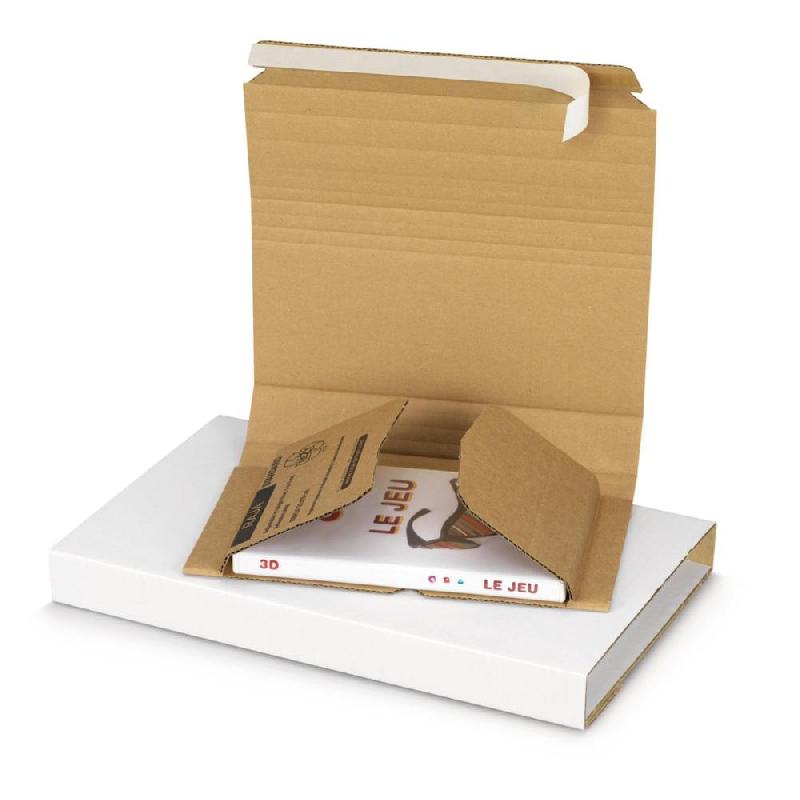 ÉTUI EMBALLAGE POSTAL CARTON BRUN RAJA AVEC FERMETURE ADHESIVE - 21 X 15 CM - LIVRE,  JEUX VIDEO, PHOTO - LOT DE 25