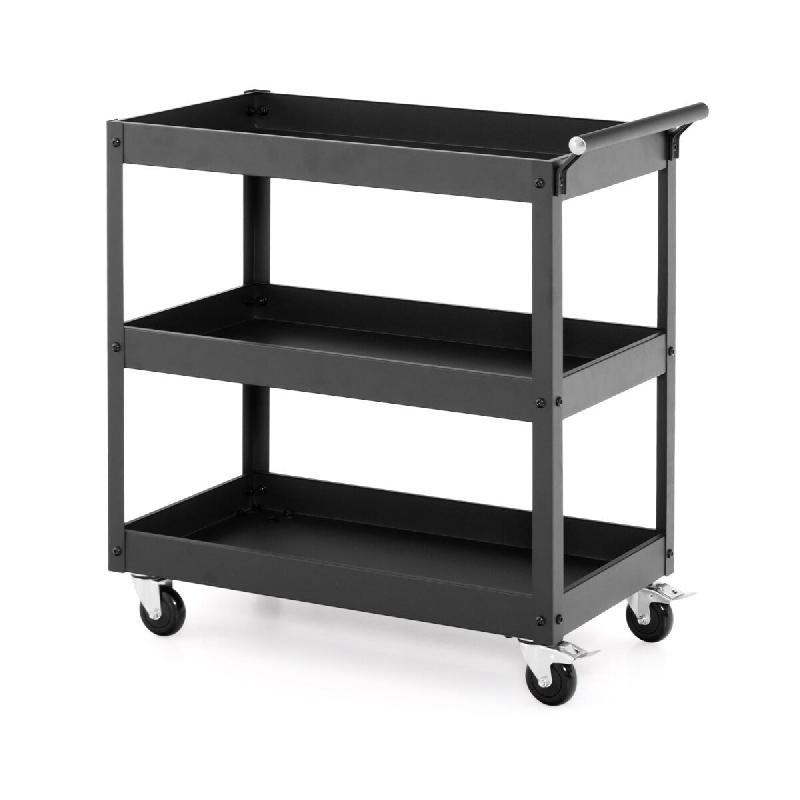 Helloshop26 - Chariot de service en métal 77,5 x 38 x 79 cm 3 niveaux et roulettes pivotantes moderne en métal gris 20_0011393 - gris métal 3000226_0