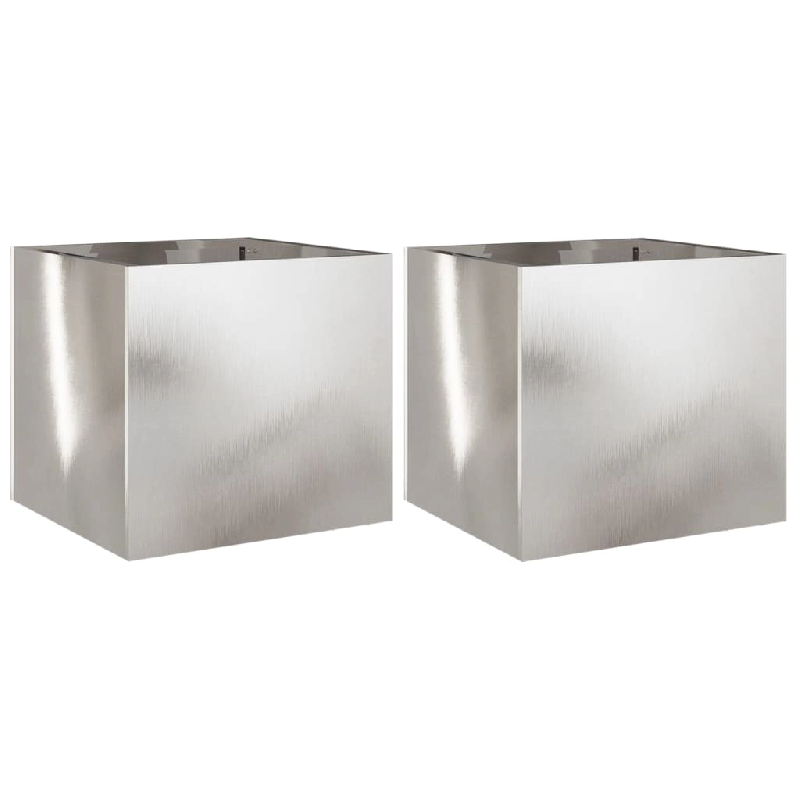 Helloshop26 - Jardinière bac lit surélevé plantes fleurs jardin terrasses lot de 2 argenté 32 x 30 x 29 cm acier inoxydable Argent 02_0039010 - 30_0
