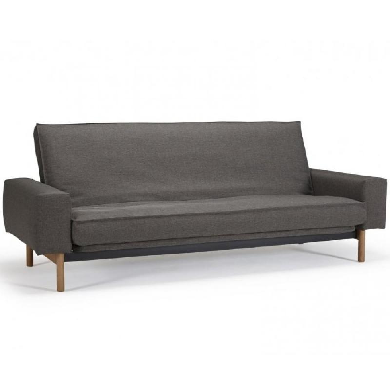 Innovation Living - Canapé multifonction design Mimer convertible lit 140x200 cm tissu Flashtex Dark Grey_0