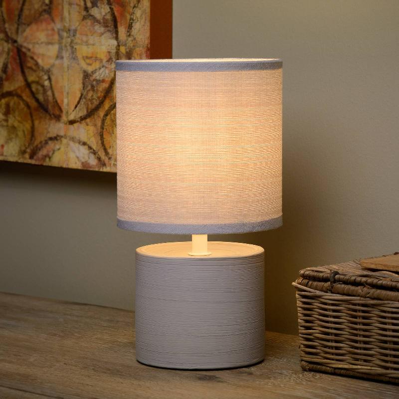 LUCIDE LAMPE À POSER GREASBY ABAT-JOUR EN TISSU, GRISE