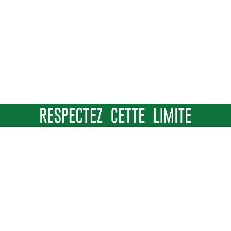 Marquage sol vinyl plastifié - 100x10 cm - 'respectez cette limite' - Vert et Blanc - PVC_0