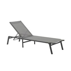 METRO PROFESSIONAL Chaise longue pliante avec fonction basculante Jabilo, aluminium/fibre synthétique, gris foncé - gris textile 4894926192149_0