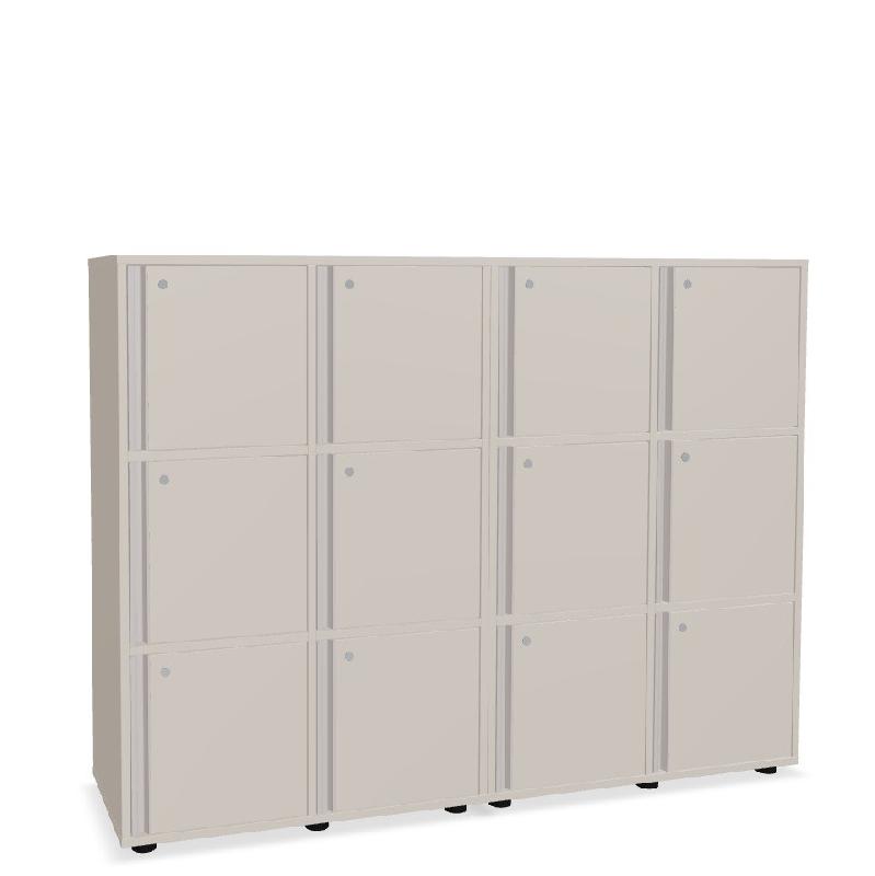 Meuble 12 cases de couleur - MDD - Beige, A clé, 4 x 3 cases_0