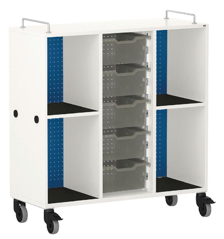 MEUBLE BAS SHIFT+ LANDSCAPE MÉLA POUR CARTABLES 4 CASES - BLANC - BLEU SAPHIR - MANUTAN COLLECTIVITÉS