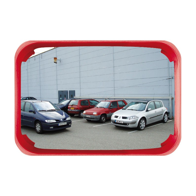 Miroir multi-usages - cadre rouge - intérieur ou extérieur - vision à 90° - garantie Polymir 3 ans / PAS 5 ans_0