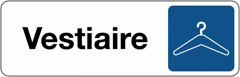 PANNEAU VESTIAIRES PICTOGRAMME CINTRE  ADHÉSIF PVC/ALU  - 250 X 80 MM - BLANC - LOT DE 2