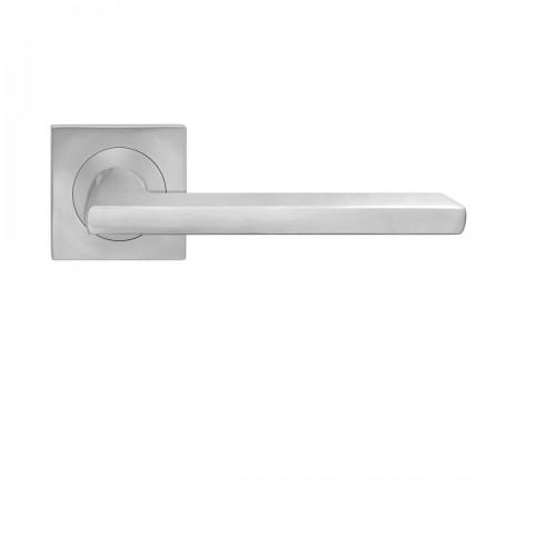 POIGNÉES DE PORTE SUR ROSACES CARRÉES SÉRIE ER 54Q MONTANA - SATINÉ - BEC DE CANE KARCHER DESIGN