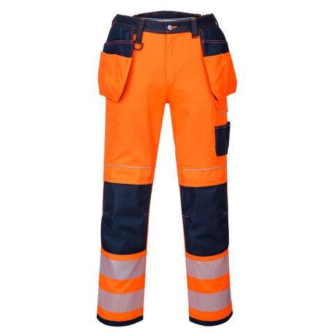PORTWEST T501 PANTALON HV PW3 POCHES FLOTTANTES ORANGE/MARINE - TAILLE 28 - STANDARD