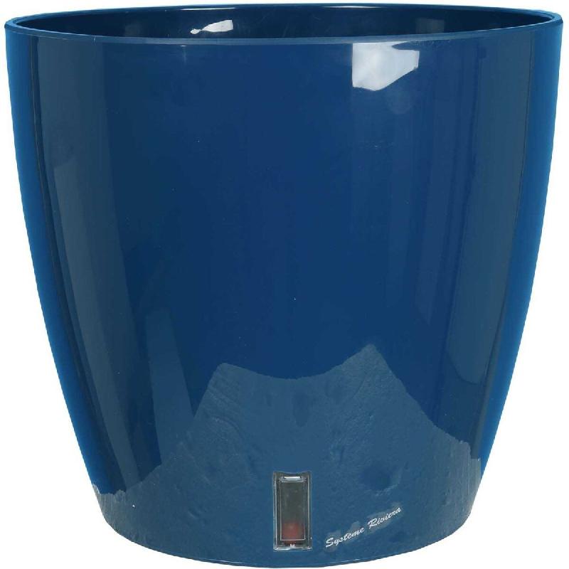 Pot en plastique rond avec réserve d'eau 35 cm Eva bleu Riviera - bleu 3580796336066_0