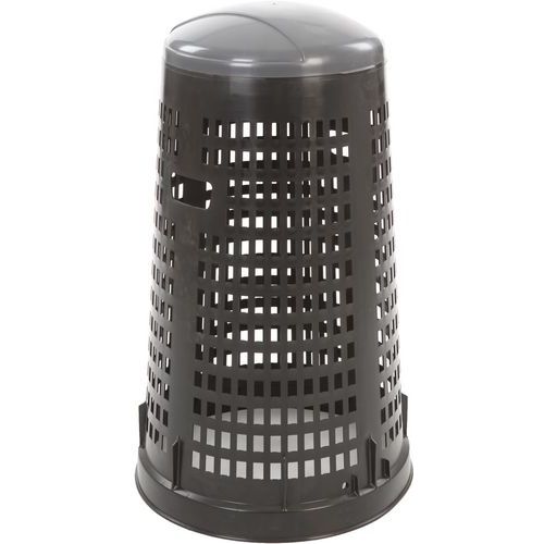 POUBELLE D'EXTÉRIEUR RONDE EN PLASTIQUE PERFORÉ RUFF 110L NOIR GRIS - VEPABINS