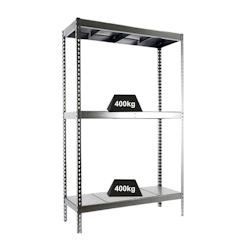 PROREGAL Étagère pour charges lourdes BIG METAL YETI THREE | HxLxP 200x180x75cm | Charge du compartiment 400kg | Galvanisé - gris métal PR_RS22-24_0