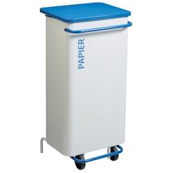 Rossignol - Poubelle mobile à pédale 110L NOMADE - papier blanc/bleu - bleu métal 57263_0