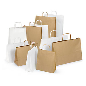 SAC KRAFT BLANC À POIGNÉES TORSADÉES RAJA 35 X 35 X 15 CM