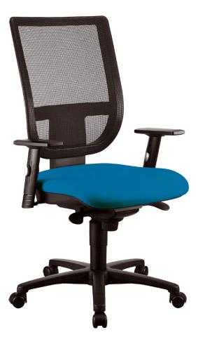 CHAISE DE BUREAU NAO TISSU ET MAILLE BLEU - DOSSIER HAUT SANS ACCOUDOIRS - MÉCANISME SYNCHRONE - PIEDS NOIR