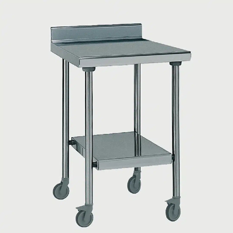 Table inox TS 15N démontable sur roues à dosseret + étagère pieds ronds largeur 600 mm (Longueur, mm: 1200 Réf-464942-44)_0