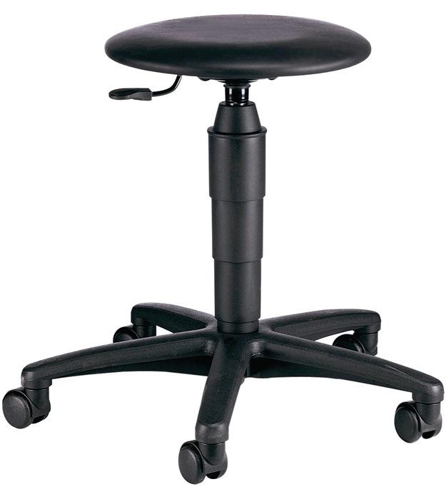 Tabourets pivotants - roulettes - rembourrage simili cuir noir - hauteur réglable 420-550mm - TOPSTAR_0