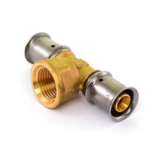 TÉ À SERTIR TARAUDAGE FEMELLE AU CENTRE POUR TUBE MULTICOUCHE F20-20X27-20 - G2F25038 MULTITUBO