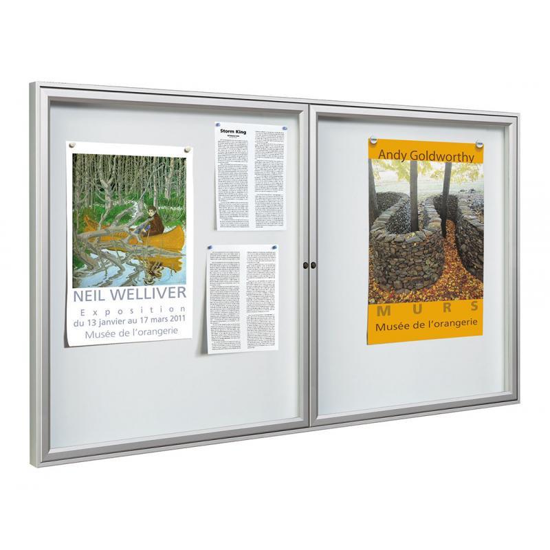 Vitrine d'affichage intérieure Référence - double battant, cadre aluminium, serrure sécurisée_0