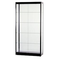 Vitrine noire éclairée 100x40x200cm SARAZINO - Verre trempé, aluminium anodisé noir, 4 étagères réglables_0