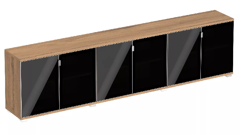 Armoire 6 portes battantes en verre - 3 étagères - Dimensions (L : 300 cm x P : 42 cm x H : 76,60 cm) - So Laroya_0