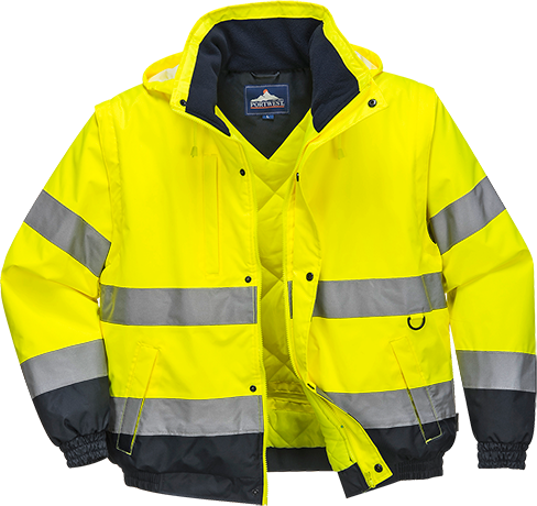 Blouson 2-en-1 hivis jaune C468 - XL - manches démontables, imperméable et certifié CE_0