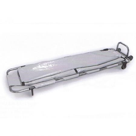 Brancard pliable léger avec bâche de dissimulation - roulettes et toile en PVC - 203 cm déplié_0