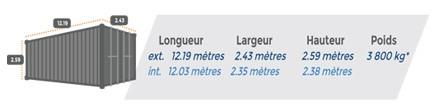 Conteneur maritime 12 mètres (40 pieds) - dimension stockage optimal_0