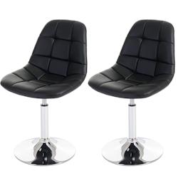 Décoshop26 - 2x chaises de salle à manger en synthétique noir pied chromé pivotant CDS04423 - noir 3000414088172_0