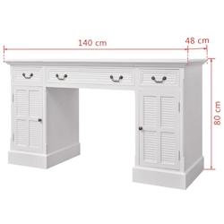 Helloshop26 - Bureau table meuble travail informatique à double piédestal blanc 140 cm 0502149 - 3002306156006_0