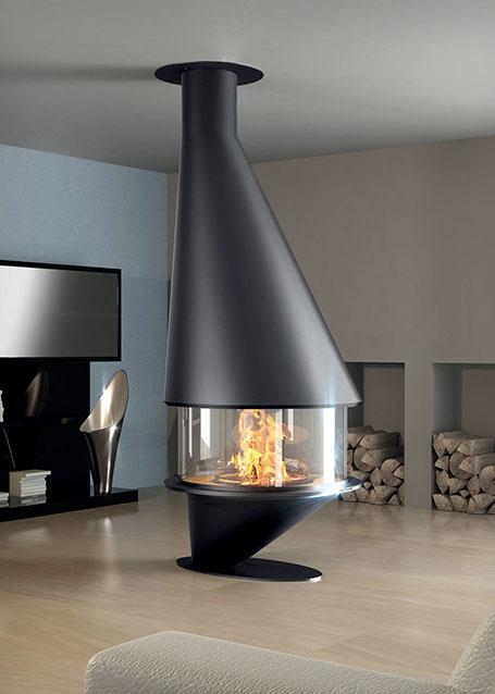 Ocea 911 - Cheminée centrale vitrée 11 kW - Flamme verte 7 - Rendement 80,2%_0