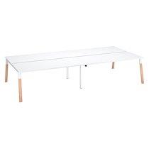 Pôle 4 bureaux droits L 180 x P 80 cm, piétement bois métal blanc - Arch_0
